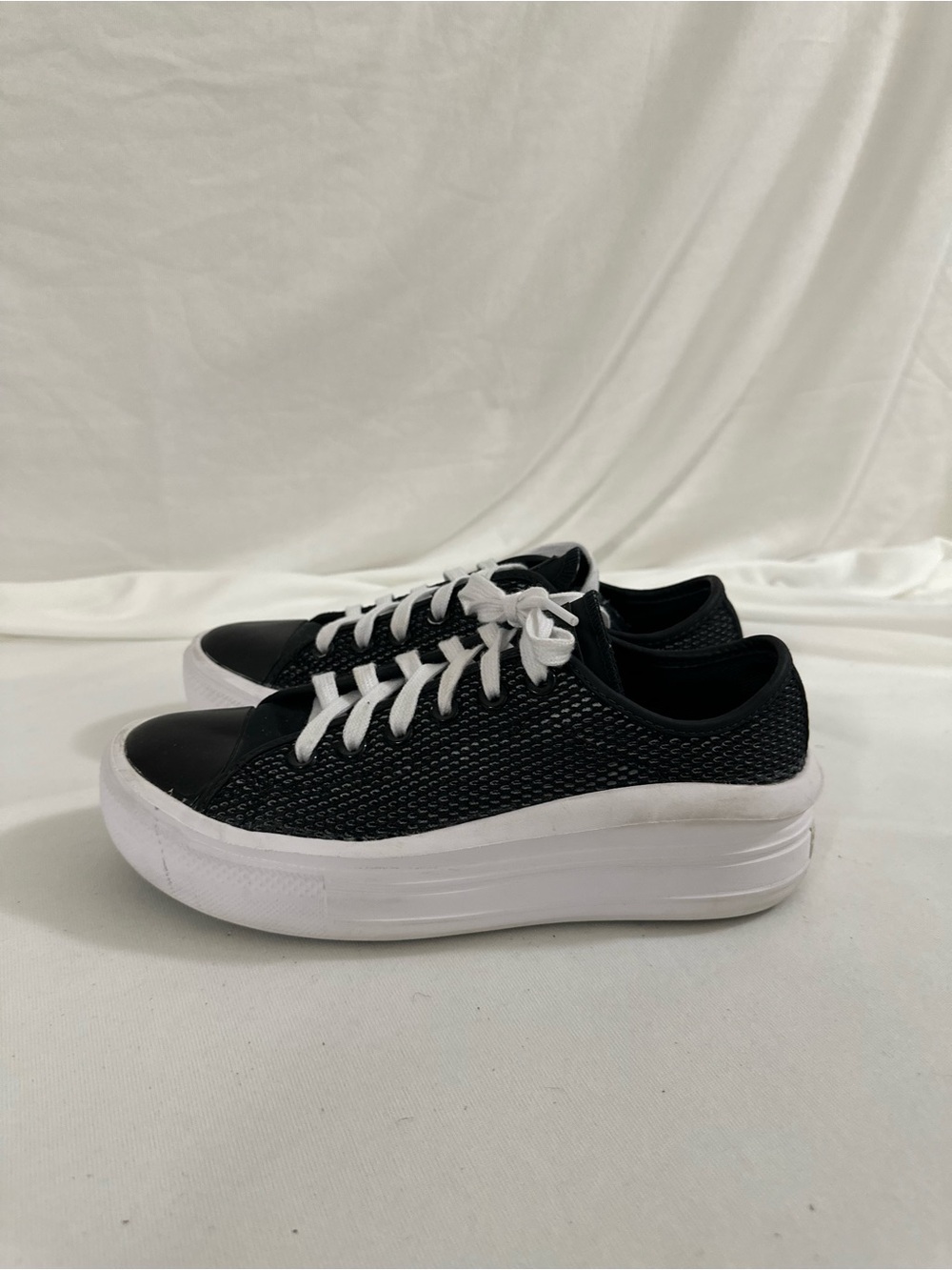 Converse Black and White Low-Top Platform Sneakers